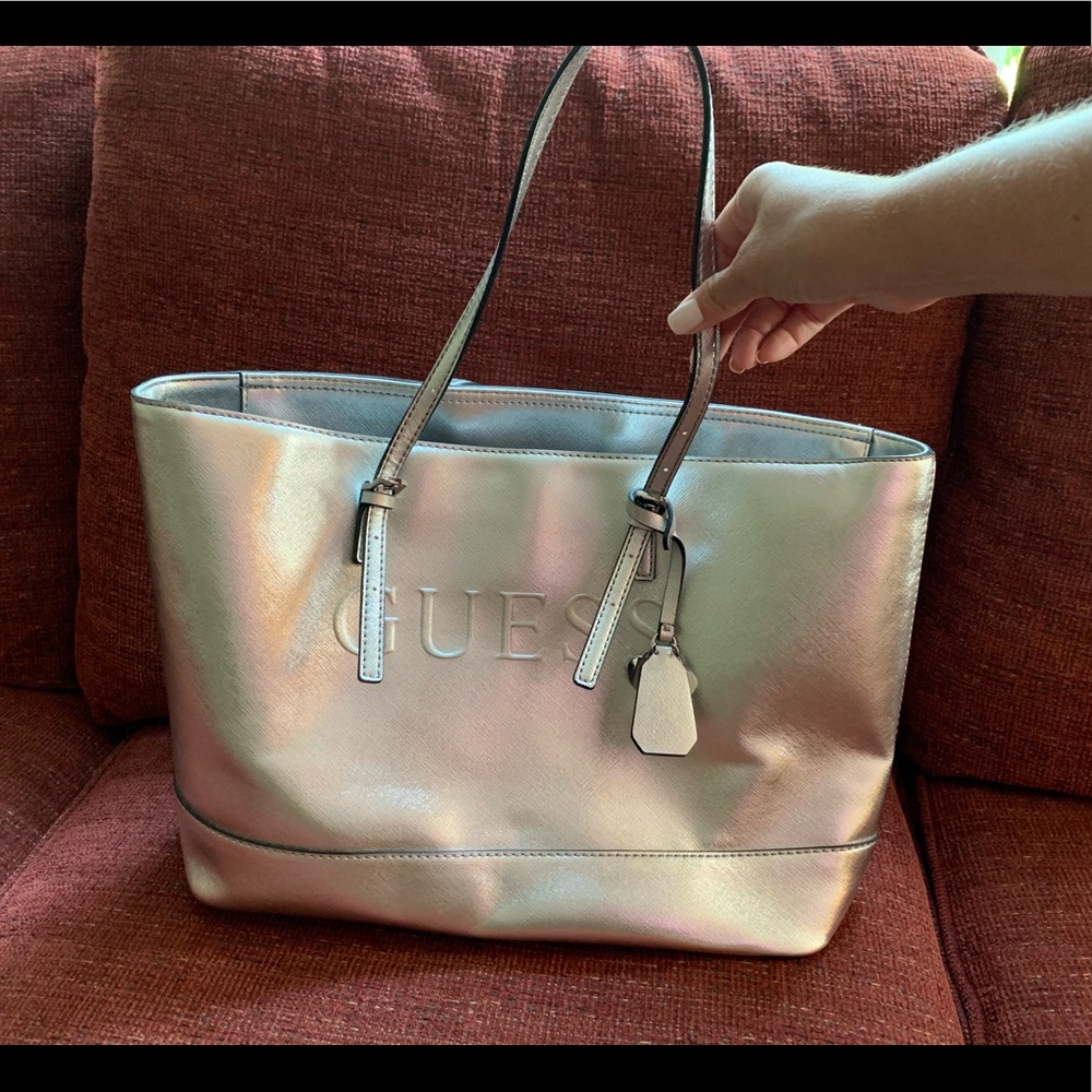 Guess silver metallic purse